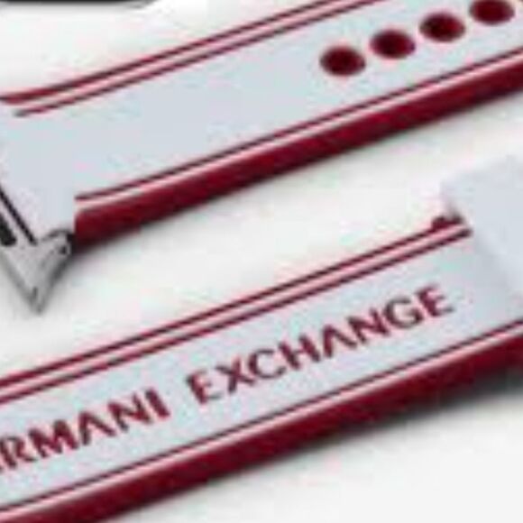 Armani Exchange Red & White Logo Silicone Band For Apple Watch 42mm-44mm - Picture 2 of 5